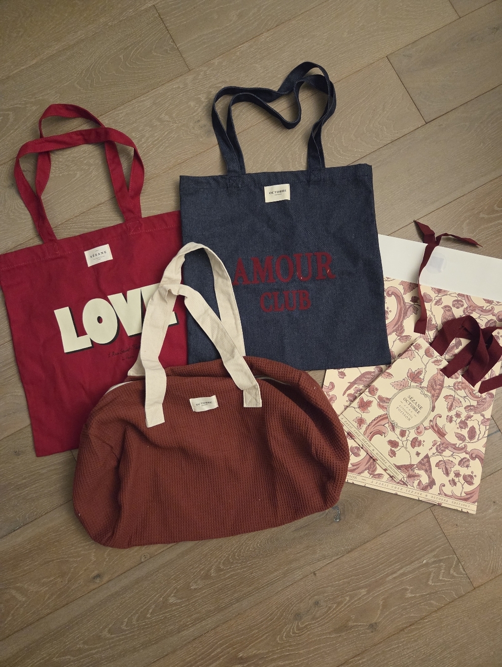 Sezane Octobre Editions Tote And Duffle Bundle With Gift Bags - Limited Edition